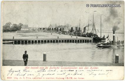 Den Helder, Bezoek Duitsche Torpedobooten ansichtkaart: Den Helder, Bezoek Duitsche Torpedobooten