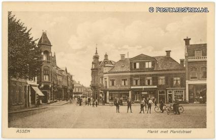 Assen, Markt met Marktstraat ansichtkaart: Assen, Markt met Marktstraat