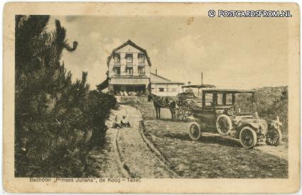 ansichtkaart: De Koog, Badhotel 'Prinses Juliana'