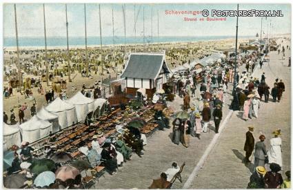 Scheveningen, Strand en Boulevard ansichtkaart: Scheveningen, Strand en Boulevard