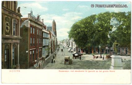 ansichtkaart: Hoorn NH, Roodenstein met standbeeld en gezicht op het groote Noord