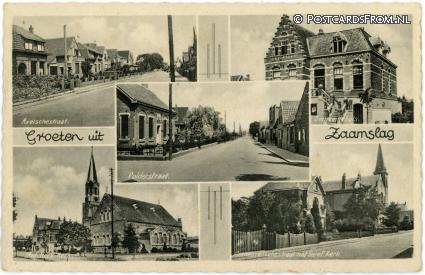 Zaamslag, Axelschestraat - Gemeentehuis - Polderstraat - Terneuzenschestr. ansichtkaart: Zaamslag, Axelschestraat - Gemeentehuis - Polderstraat - Terneuzenschestr.
