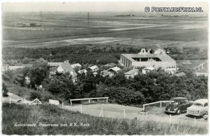 Zoutelande, Panorama met R.K. Kerk ansichtkaart: Zoutelande, Panorama met R.K. Kerk