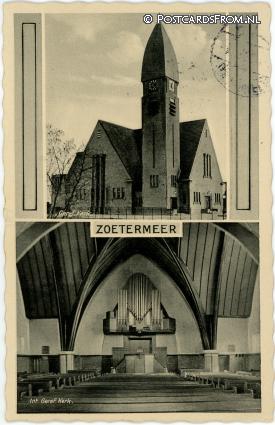 ansichtkaart: Zoetermeer, Geref. Kerk - Interieur