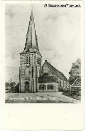 Zevenhuizen ZH, Ned. Herv. Kerk ansichtkaart: Zevenhuizen ZH, Ned. Herv. Kerk