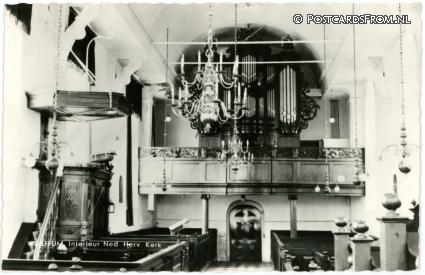 ansichtkaart: Warffum, Interieur Ned. Herv. Kerk