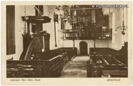 ansichtkaart: Warffum, Interieur Ned. Herv. Kerk
