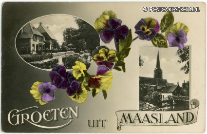 ansichtkaart: Maasland, Groeten uit