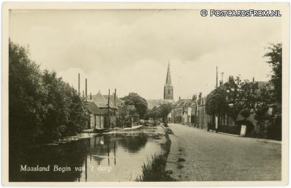 ansichtkaart: Maasland, Begin van 't Dorp