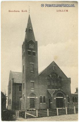 ansichtkaart: Lollum, Gereform. Kerk