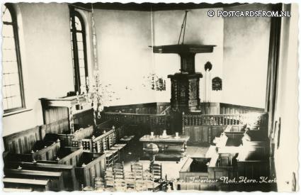 Langweer, Interieur Ned. Herv. Kerk ansichtkaart: Langweer, Interieur Ned. Herv. Kerk