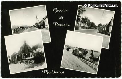 ansichtkaart: Moddergat, Groet uit Peasens