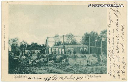 ansichtkaart: Middelharnis, Gasfabriek