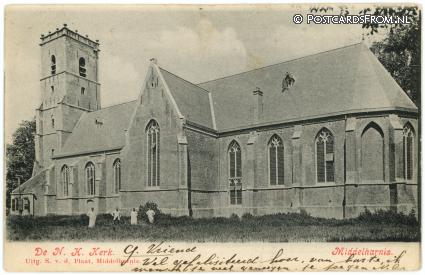 ansichtkaart: Middelharnis, De N.H. Kerk