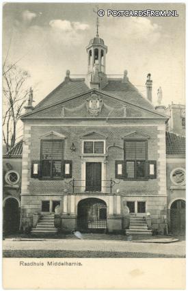 ansichtkaart: Middelharnis, Raadhuis