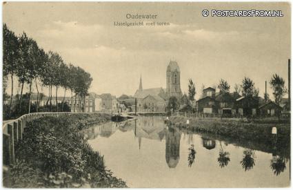 ansichtkaart: Oudewater, IJsselgezicht met toren