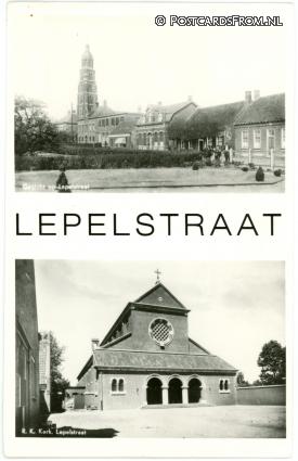 ansichtkaart: Lepelstraat, Gezicht op - R.K. Kerk