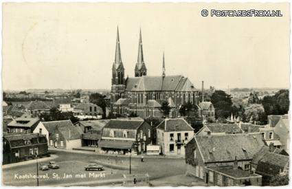 Kaatsheuvel, St. Jan met Markt ansichtkaart: Kaatsheuvel, St. Jan met Markt