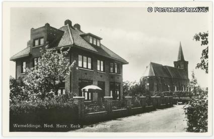 Wemeldinge, Ned. Herv. Kerk met Pastorie ansichtkaart: Wemeldinge, Ned. Herv. Kerk met Pastorie