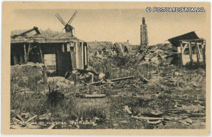 ansichtkaart: Westkapelle, Windmolen en vuurtoren