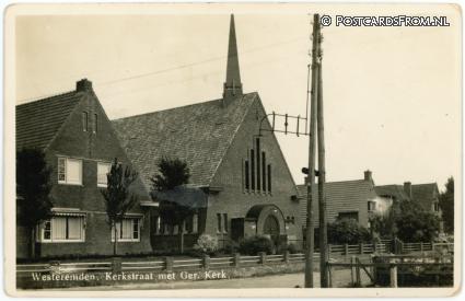 Westeremden, Kerkstraat met Ger. Kerk ansichtkaart: Westeremden, Kerkstraat met Ger. Kerk