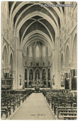 ansichtkaart: Leur NB, Kerkinterieur